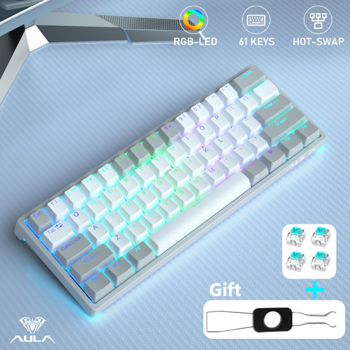 AULA F3261 Bàn Phím Cơ Chơi Game Hoán Đổi Ánh Sáng RGB Type-C Bàn Phím Có Dây 61 Phím Hỗ Trợ Cho Máy Vi Tính Máy Tính Để Bàn Máy Tính Xách Tay Trò Chơi Văn Phòng