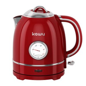 Kawu 1.3L Red Retro electric kettle Stainless Steel 304 Food grade material With temperature gauge 1335W Boil rapidly