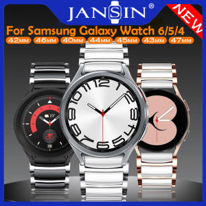 For Samsung Galaxy Watch 6/5/4 40mm 44mm Watchband Ceramic strap between stainless steel strap Galaxy Watch 6/4 Classic 43mm 47mm 46/42mm Watch 5 Pro 45mm Metal Bracelet