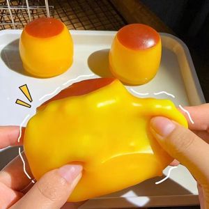 LZYBIM Caramel Pudding Handmade Ball Crispy Sound Fun Release Squeezing Ball Fidget Food Shaped Pudding Squishy Toy Kids Adults