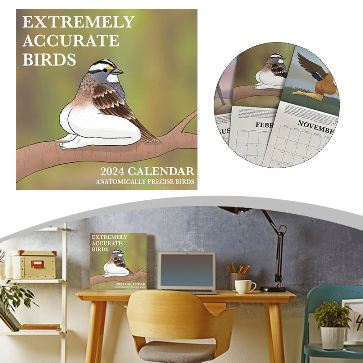 2024 Calendar of Extremely Accurate Birds Decorative Wall Monthly