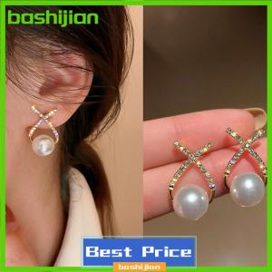bashijian 1Pair Minimalist Earrings For Women Temperament Fashion Rhinestone Flower Stud Earrings Party Wedding Jewelry