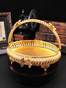 Trang trí kiểu hiện đại giỏ kim loại lightweighted dễ dàng mang theo Vuông/Tròn/hình bầu dục cho ăn uống tổ chức sự kiện kim loại Khay phục vụ