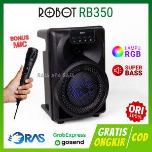 Speaker Bluetooth Mic Karaoke RGB Wireless Portable Microphone Mikrofon Sound Audio Robot RB350