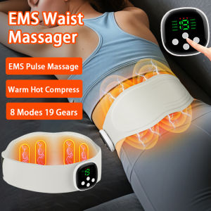 EMS Pulse Waist Belt Abs Sculptor Ab Toning Belt for Belly Exercise Cellulite Removal Fat Burning Lower Back Lumbar Massager Abdominal Fitness Trainer Belt Cordless Menstrual Heating Pad