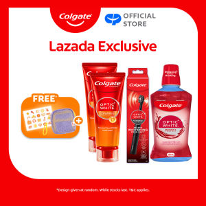 [Lazada Exclusive][Free Sticker + Mesh Pouch] Colgate Optic White Vitamin C Teeth Whitening Kit [Includes Toothpaste Toothbrush Mouthwash]