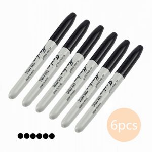 AICRANE 6 pcs Permanent Marker Pen Waterproof Ink Fine Point Black Blue Red Oil Ink 1.5mm Round Toe Fine Color Marker Pens