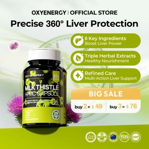 Oxyenergy Milk Thistle Complex (60 Capsules) - Advanced Liver Support Formula with Silymarin & Dandelion for Metabolic Wellness