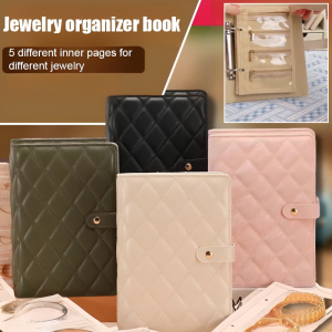 【Anti-Oxidation】 Leather Loose-Leaf Jewelry Storage Book Large Capacity Travel Organizer For Jewelry Accessories Home Storage