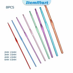 ItemMart Multicolor Aluminum Crochet Hooks Knitting Needles Craft Yarn Length 15cm Width 2mm-6mm