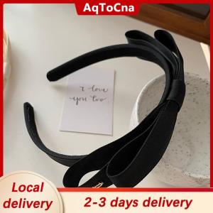 [COD] AqToCna Ship within 24 hours French Vintage Bowknot Hair Band Solid Color Bow Hairband For Girls Minimalist Fashion Head Hoop Hair Accessories
