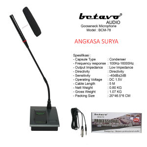 Mic Meja BETAVO BCM 78 ORIGINAL Ada Bell Ting Tong / Microphone Meja Podium Mic Kabel Podium Gooseneck BETAVO BCM78