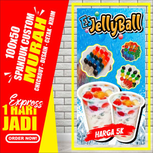 Banner Es Jelly Ball Spanduk Jelly Ball ukuran 100x50cm COD. Banner Es Jelly Ball Spanduk Jelly Ball ukuran 100x50cm COD