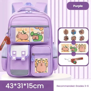 Capybara School Bag Large Capacity Waterproof Schoolbag Primary Student Bagpack with Spine Protection Kapibala Beg Sekolah