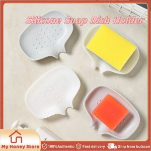 Silicone Soap Dish Japanese Creative Diversion Type Soap Storage Tray Perforation-Free Drainage Soap Rack For Toilet