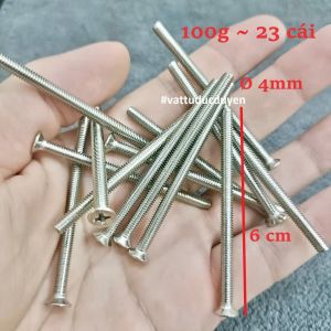 Bulong Inox 304 đầu bằng M4x60 mm (Ø 4mm - dài 6cm) (100g~23 cái) #vattuducduyen