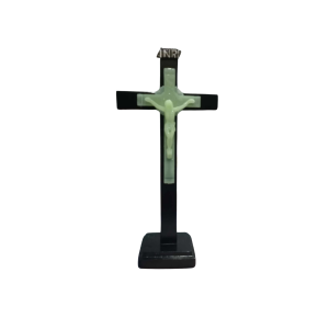Wooden Black Luminous Crucifix 10 1/2 and 8 1/2 inches with Stand High Quality Hand Made Magandang Pangregalo sa ibat-ibang Okasyon.