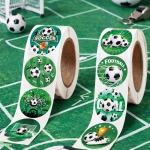 WPRA 500Pcs Soccer Theme Soccer Stickers Round Self-Adhesive Stationery Stickers Easy To Apply Disposable Football Labels Roll Soccer Match