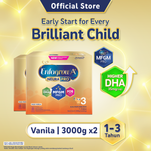 [Paket isi 2] Enfagrow A+ 3 Susu Formula 1-3 Tahun Rasa Vanila 3000gr
