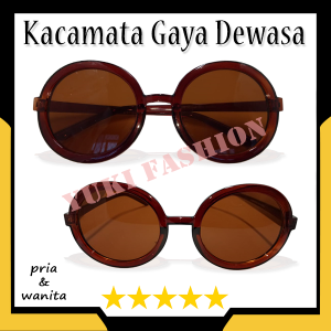 Promo COD - Kacamata Gaya Bulat Boboho Coklat Oversize Anti UV Gaya Vintage Kacamata Fashion Korean Design Bingkai Besar Big Size High Quality Import Model Kekinian Murah