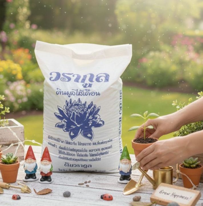 ดินวรางกูล ดินมูลไส้เดือน 5 กก. สำหรับไม้ดอกไม้ประดับ