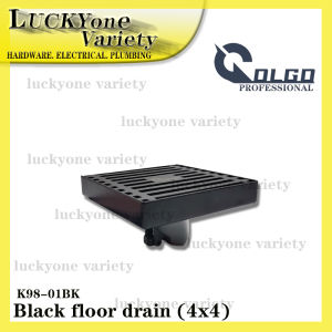OLGO STAINLESS STEEL MATTE BLACK FLOOR DRAIN (4X4) K98-01BK