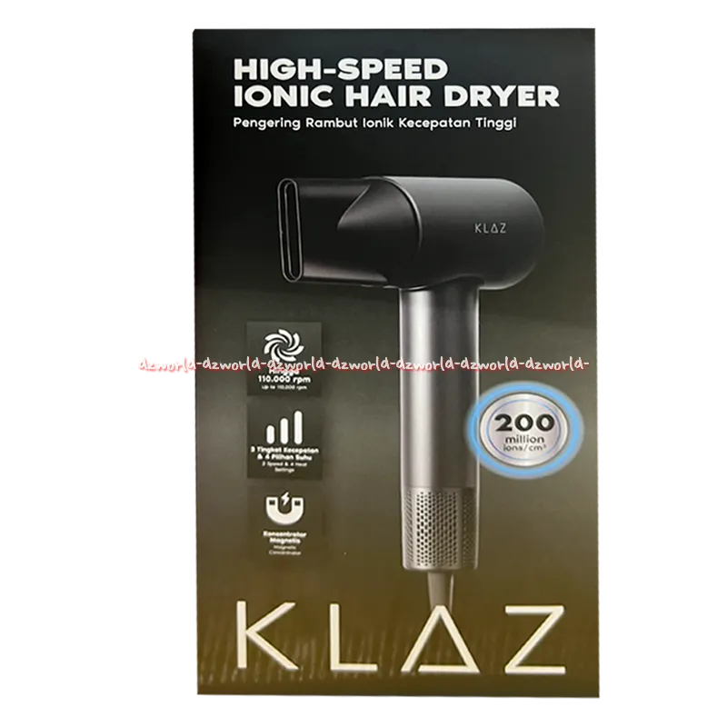 Klaz High Speed Ionic Hair Dryer Black Alat Pengering Rambut Ionik