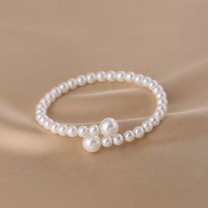 กำไลข้อมือไข่มุกเปิดแฟชั่นเกาหลีเรียบง่ายปรับได้เครื่องประดับอัญมณีสำหรับสตรี