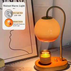 Retro Aromatherapy Candle Warmer Lamp with Stepless Dimmable Light Candle Diffuser Candle Burner Lamp Scented Candle for Lamp Warmer Electric Candle Light Candle Warmer Nordic Wax Melt Warmer Wood Base Desk Bedroom Bedside Lamp Night Light