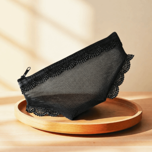 YESMILE Briefs Shape Cosmetic Bag Lace Heart Mesh Toiletry Bag Transparent Makeup Storage Pouch Storage for Travel
