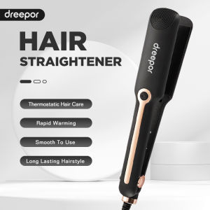 Dreepor Pelurus Rambut Pengeriting Rambut Besi Leper Dan Pelurus Rambut Kerinting 2-in-1 Hair Straightener and Curler Wide Plate Ceramic Flat Iron with Fast Heating for All Hair Types