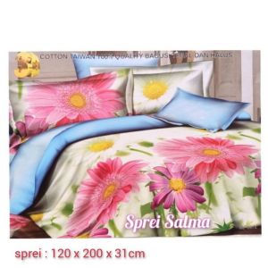Sprei Katun Kasur No 3 Extra Single Ukuran 120x200 Tinggi Sprei 30 Lebih Sprei Home Made Corak Motif Bunga Aster