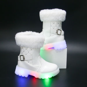 LUCKIDS Fashion Led Boots for kids girl ankle zip boots with light for kids girls rubber shoes size 22-36