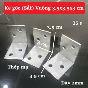 Ke góc vuông (Sắt) mạ sáng 3.5x3.5x3cm – phụ kiện cố định góc tủ kệ chắc chắn
