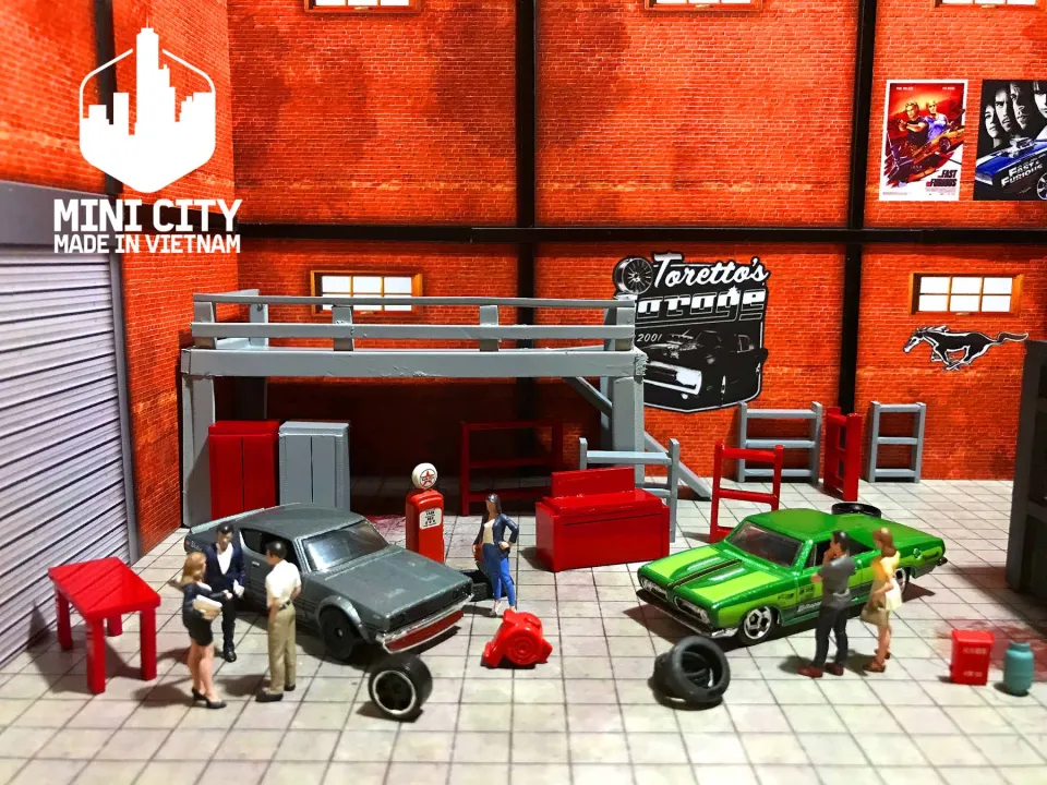 ☆ 1/64 Garage Mô hình garage 1/64 có đèn led Mô Hình Xe Hơi Cho Trẻ Em Từ 8 Tuổi