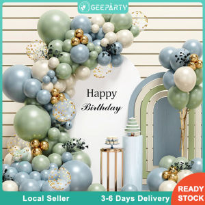 116pcs Avocado Green Retro Blue Sand White Balloon Garland Set for Birthday Party Decorations