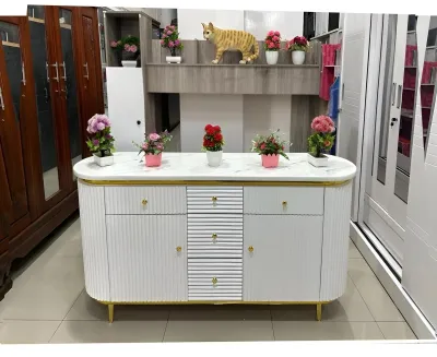 Buvet Oval / bufet Modern Type Wilona P 160cm Meja Motif marmer