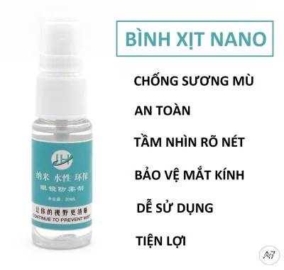 Bình xịt nano chống bám hơi nước sương mù đa năng 20ml ( phù hợp mọi loại kính gương) - [Tặng kèm khăn lau kính microfiber]