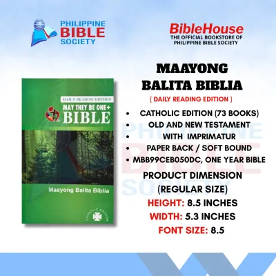 BibleHouse Cebuano Maayong Balita One Year Bible Catholic Edition Paper Cover | Deuterocanonical | Old and New Testament | Philippine Bible Society