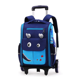 Backpack trolley bag Natural Fish Trolley Bag Fashion Boys and Girls 2-6 Grade Lightweight Spine- Backpack Customization