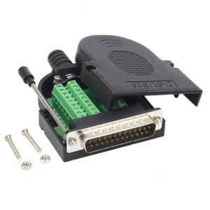 DB25 Serial Port Terminal Block Adapter RS232 Joint Thin Profile Shell Fireproof Prevents Cable Pulling Damage