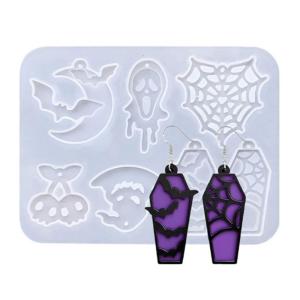 แม่พิมพ์งานประดิษฐ์ต่างหูลายฟักทองพื้นผิวซิลิโคนแม่พิมพ์จี้ทำมือสำหรับทำฮาโลวีน