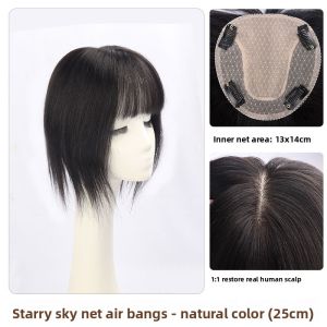 13*14-25/30cm 100% Human Hair Topper Black Dark Brown Breathable Hair Piece Cover Grey Hair Add Volume For Women