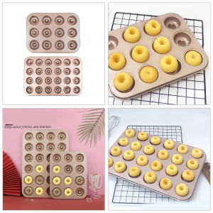 12/24 Cake Baking Pans Carbon Steel Mini Cake Mold Nonstick Doughnuts Cake Baking Tray Muffin Bakeware Easy to Use