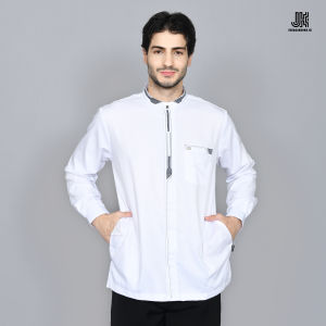 Baju Koko Pria Dewasa Putih Lengan Panjang Kemko Busana Muslim Laki Taqwa Bordir Ukuran M L XL XXL