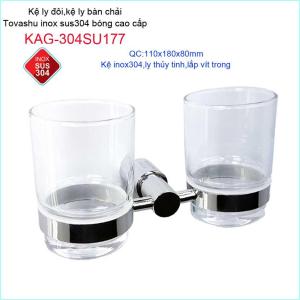 [HCM]Kệ đựng ly đánh răng Tovashu KAG-304SU177 Kệ Ly đôi cao cấp Inox SUS304 Nhật bản