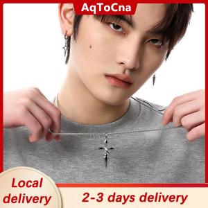 [COD] AqToCna Ship within 24 hours Vintage Cross Pendant Necklace For Mens Versatile Chain Trendy Sweat Shirt Hanging Punk Chain Jewelry Gift