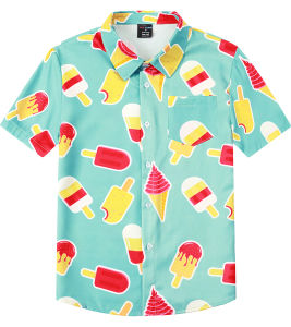 Hawaiian Polo for Kids Summer Beach Tropical Floral Shirt Pool Party Costume Halloween Pineapple Button Down Tops