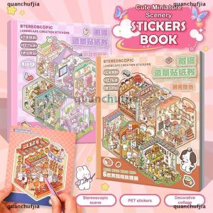 [COD] quanchufjia สติกเกอร์การ์ตูนแนวนอนชุด1ชุดสติกเกอร์สะสมฉากขนาดเล็กของเล่นเพื่อการศึกษาสำหรับเด็กสติกเกอร์ตกแต่งแบบทำมือของขวัญ