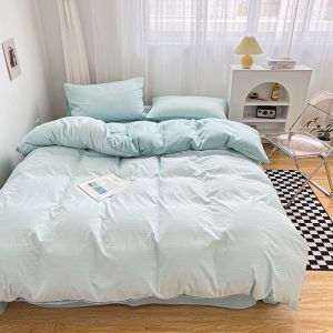 Dansunreve màu trơn Duvet cover trắng Quilt Cover Waffle thiết kế Comforter Bìa dày mềm